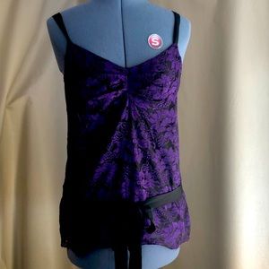 Purple lace v neck top